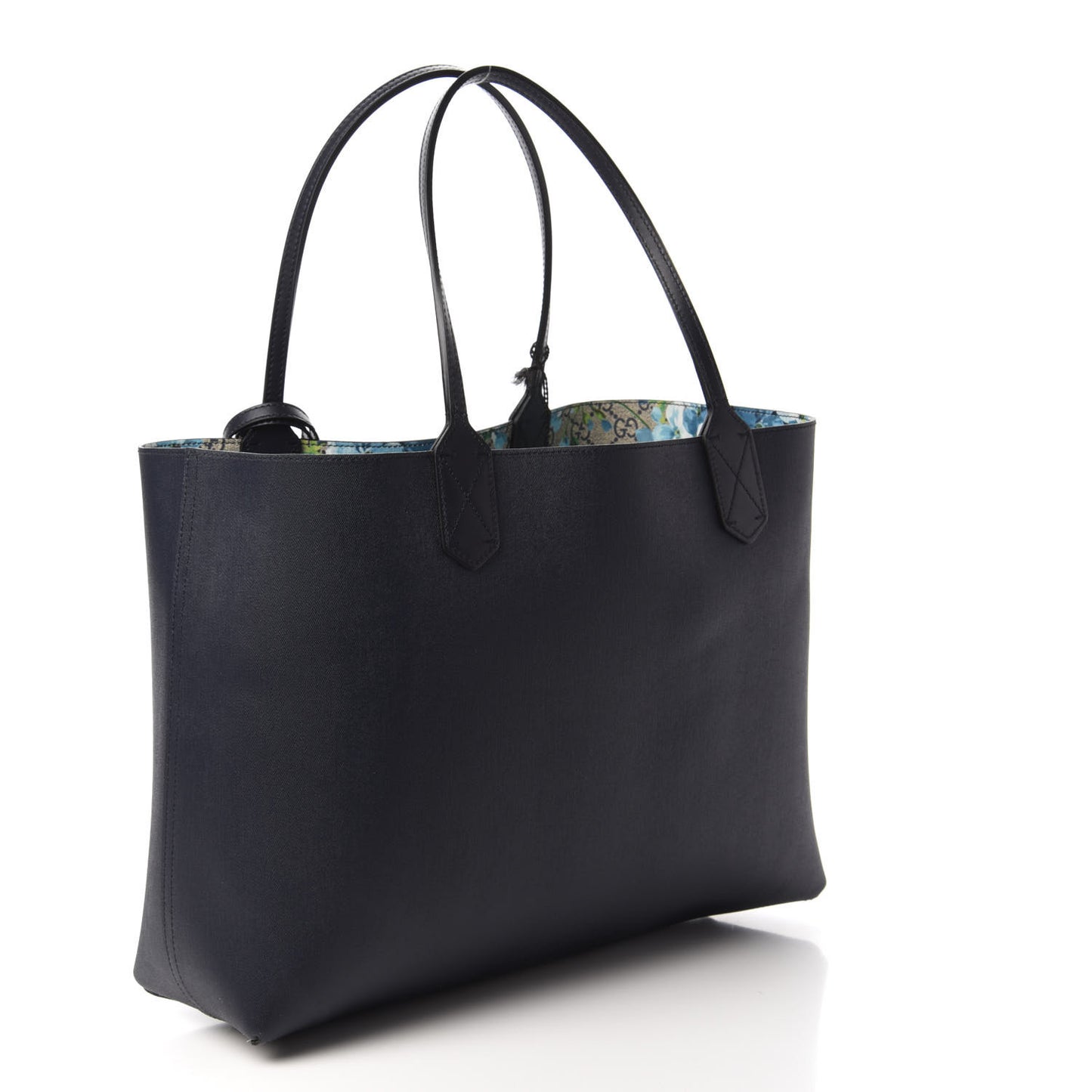 GG Supreme Monogram Blooms Medium Reversible Tote Beige Blue Navy