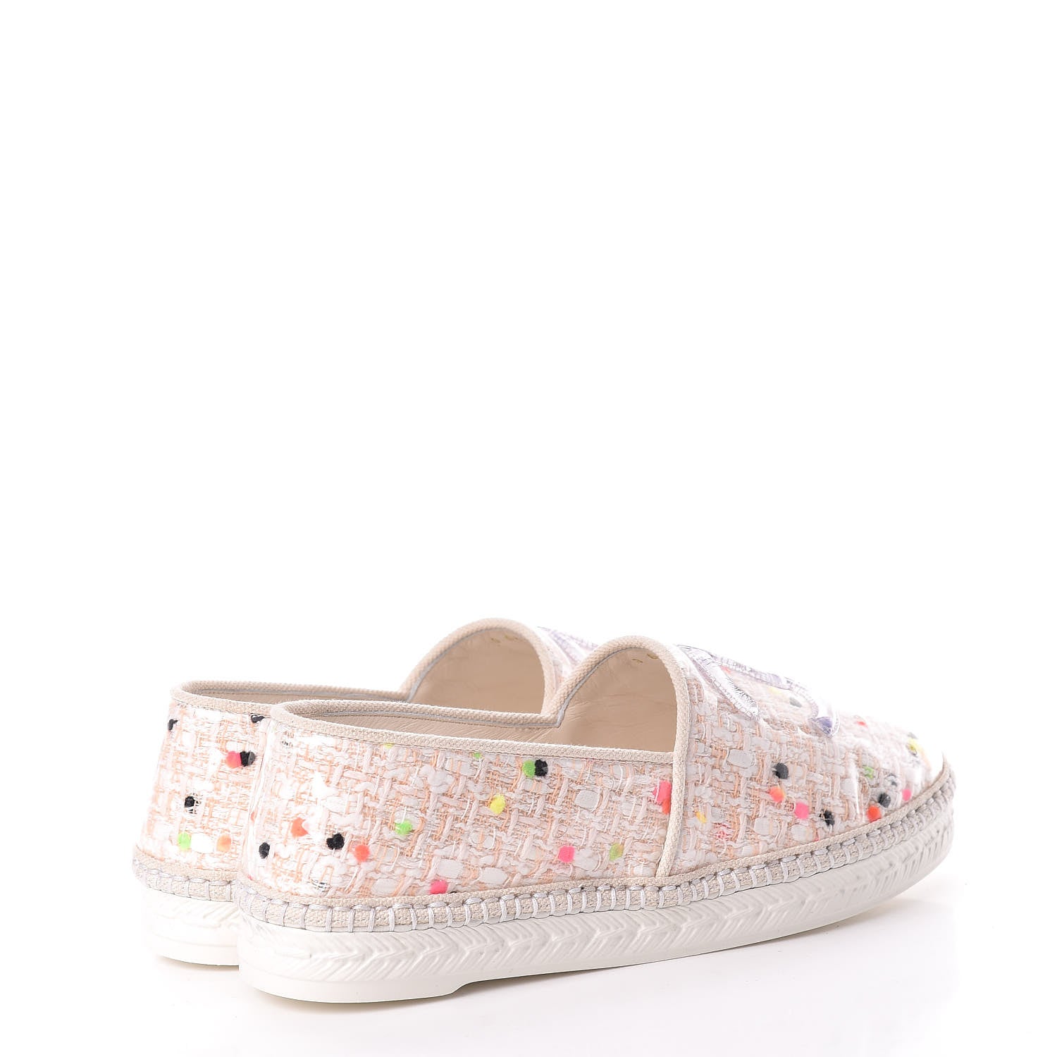 Chanel PVC Tweed CC Espadrilles 37 Coral White Transparent 4 of 9