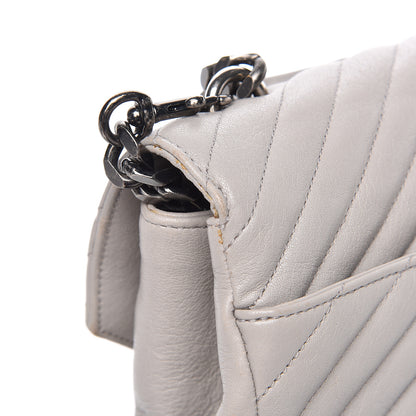 Saint Laurent Sheepskin Matelasse Chevron Monogram Large College Satchel Light Grey 23 of 25