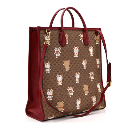 Gucci X DORAEMON Vintage Mini GG Supreme Monogram Medium Tote Bag Beige Cherry Red 3 of 10