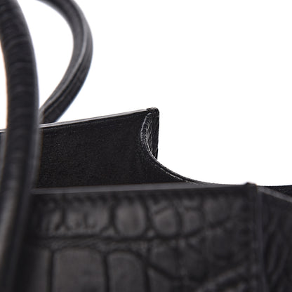 Celine Crocodile Embossed Calfskin Medium Phantom Luggage Black 14 of 17