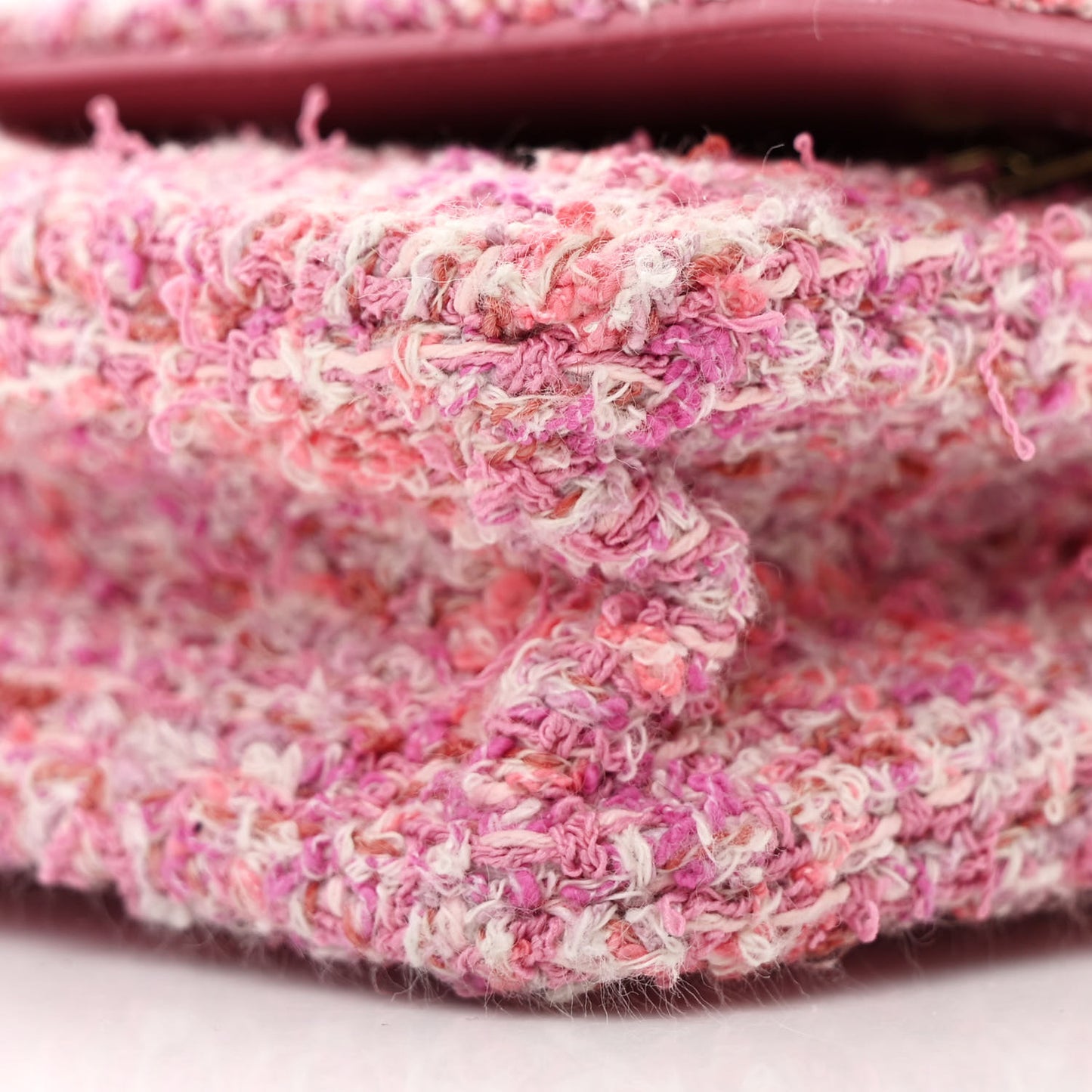 Tweed Quilted Wallet On Chain WOC Pink