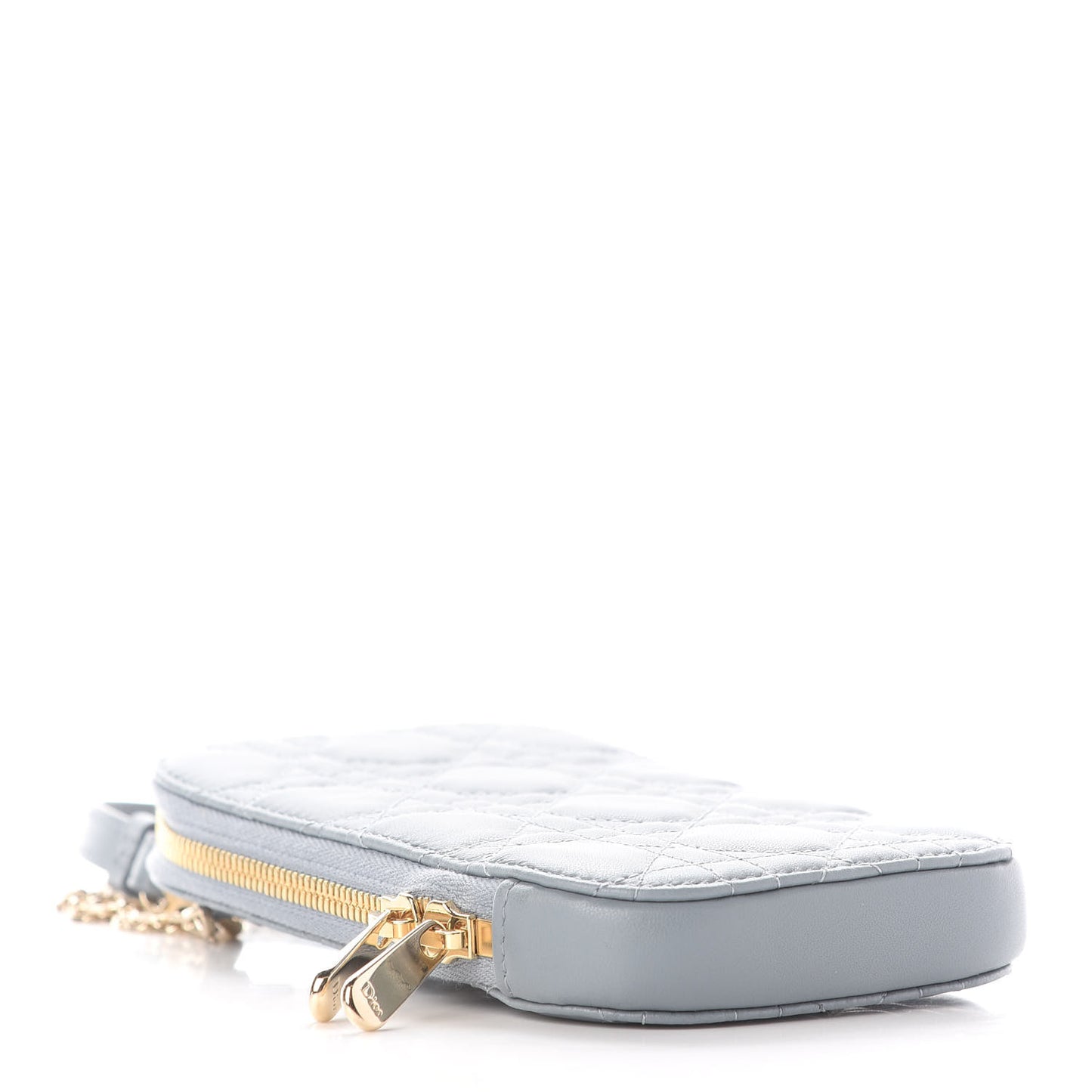 Lambskin Cannage Lady Dior Phone Holder Cloud Blue