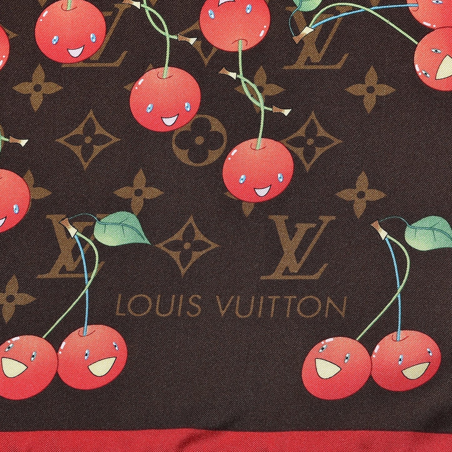 Silk Monogram Cerises Scarf