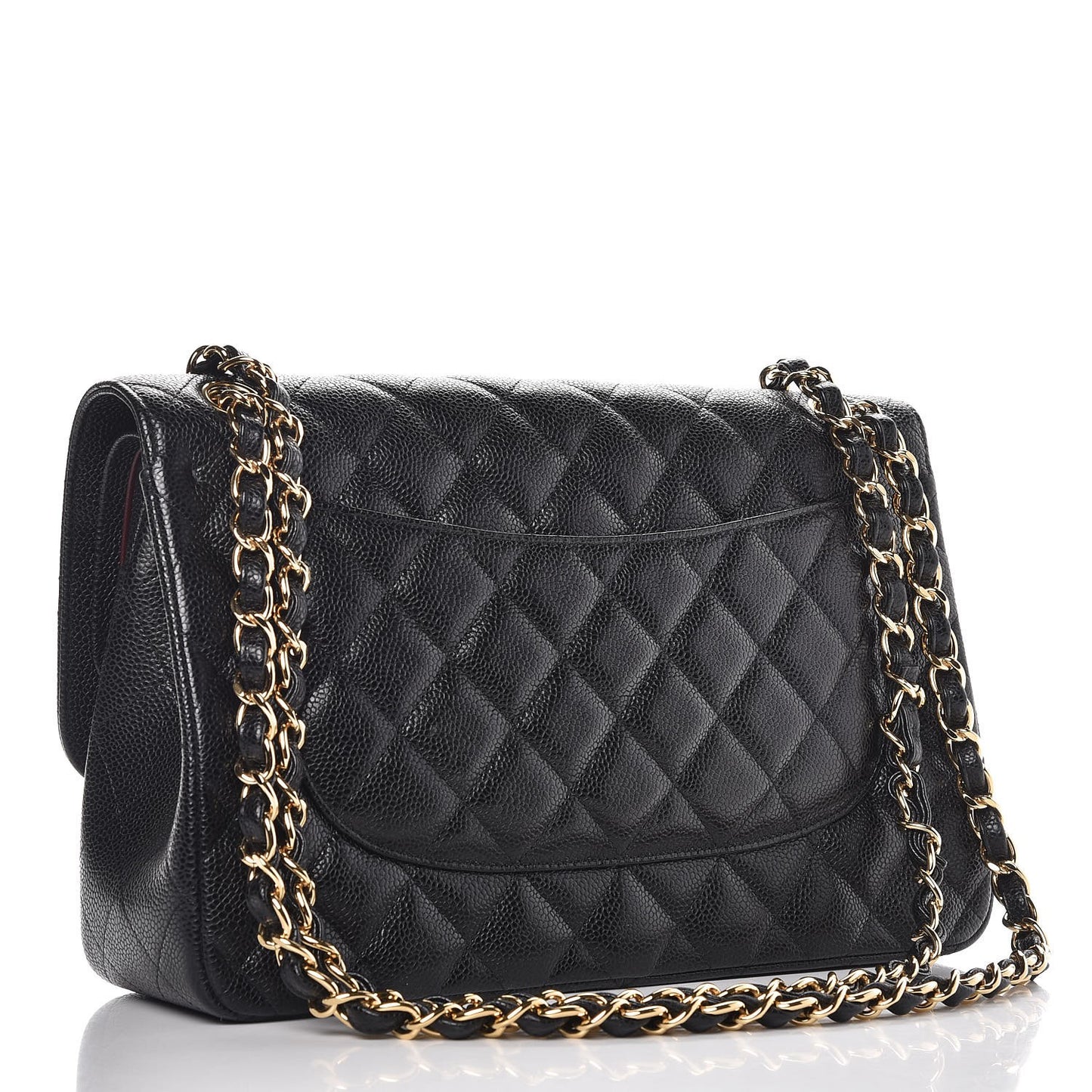 Caviar Quilted Jumbo Double Flap Black