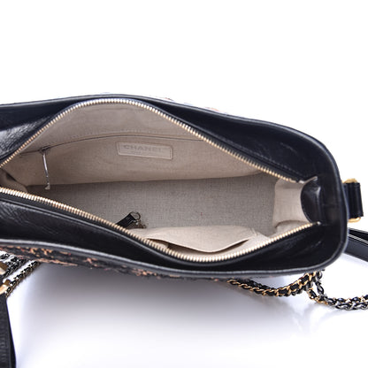 Chanel Tweed Calfskin Medium Gabrielle Hobo Black Brown 5 of 12