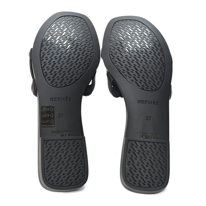 Hermes Rubber Aloha Sandals 37 Black 6 of 9