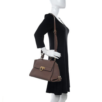 Salvatore Ferragamo Calfskin Sofia Shoulder Bag New Moka 2 of 10