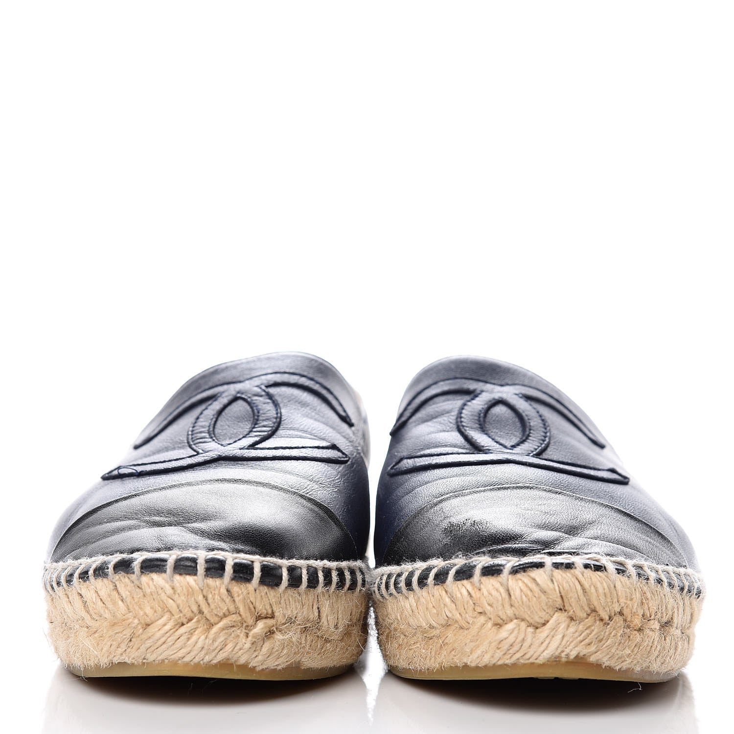 Chanel Lambskin CC Espadrilles 38 Navy Black 2 of 11