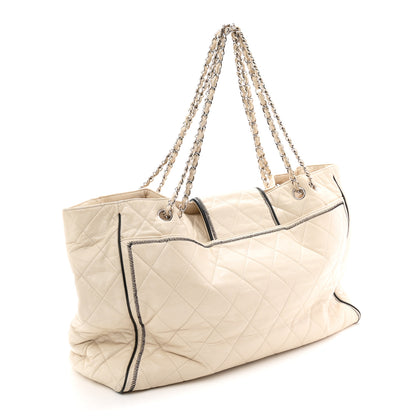 Chanel Glazed Lambskin Quilted North South XL Tote White 3 of 11