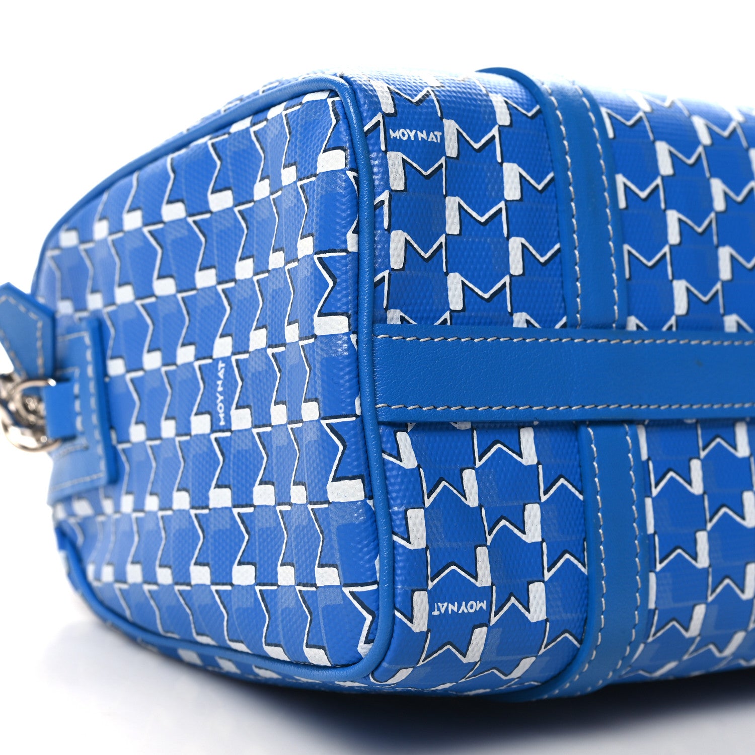 Moynat Grained Calfskin Canvas Crossbody Blue 9 of 11