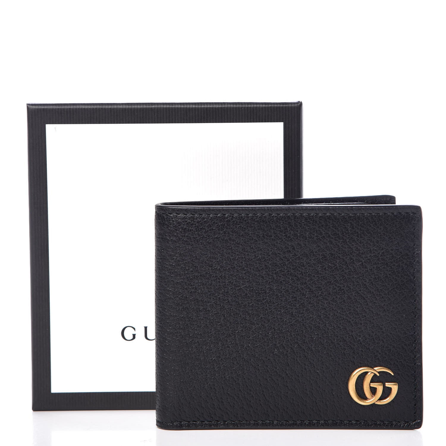Gucci Calfskin Boar Effect GG Marmont Bi-Fold Wallet Black 8 of 8
