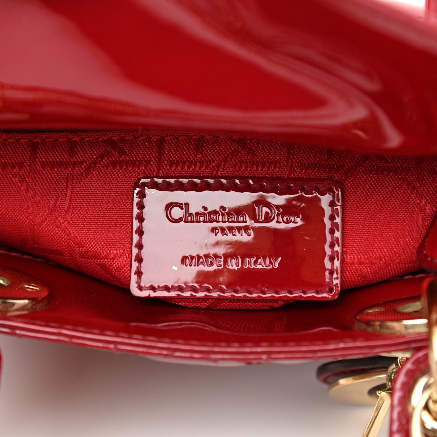 Christian Dior Patent Cannage Mini Lady Dior Red 6 of 9