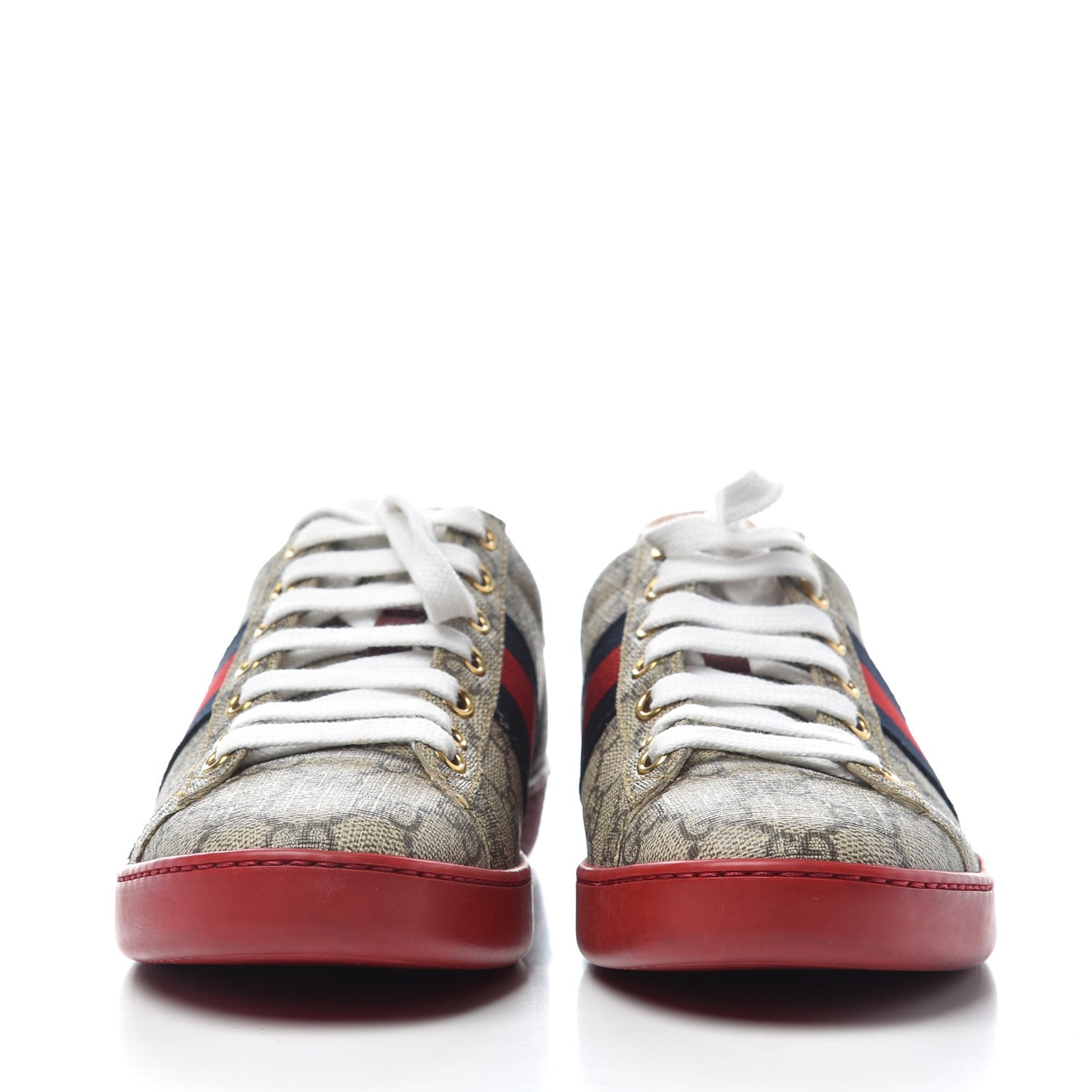 GG Supreme Monogram Web Womens Ace Sneakers 36 Red
