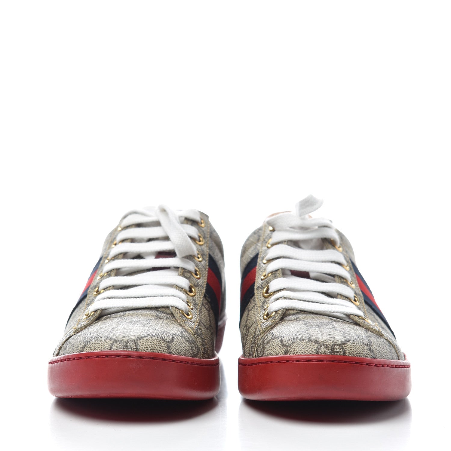 Gucci GG Supreme Monogram Web Womens Ace Sneakers 36 Red 2 of 11