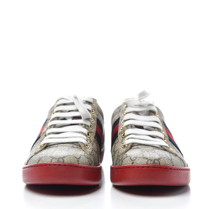 Gucci GG Supreme Monogram Web Womens Ace Sneakers 36 Red 2 of 11