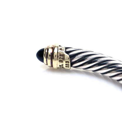 David Yurman Sterling Silver 14K Yellow Gold Black Onyx 5mm Cable Classics Petite Color Bracelet 4 of 5