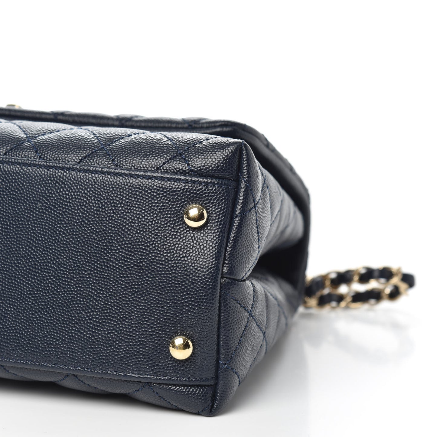 Caviar Lizard Embossed Quilted Small Coco Handle Flap Navy Blue