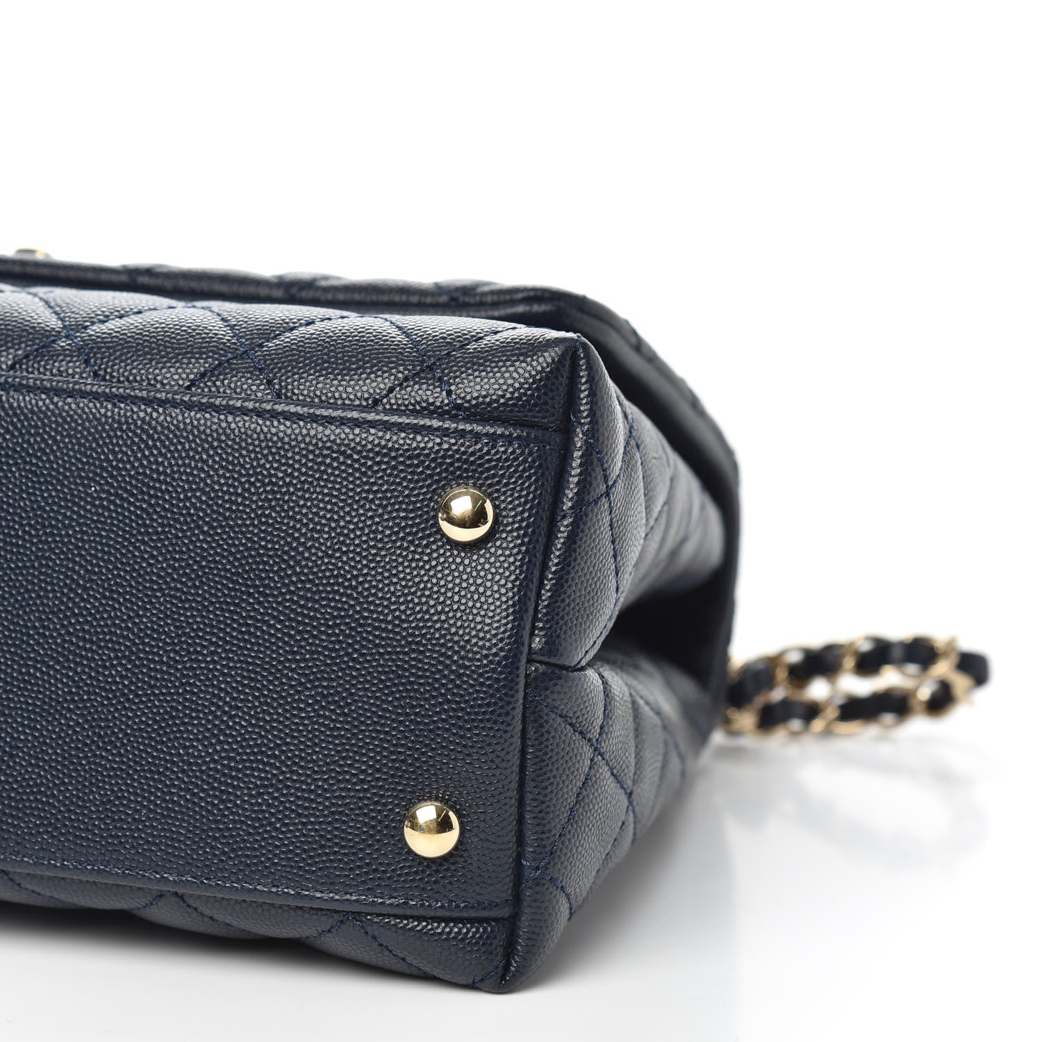 Chanel Caviar Lizard Embossed Quilted Small Coco Handle Flap Navy Blue 9 of 11