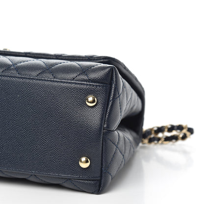 Chanel Caviar Lizard Embossed Quilted Small Coco Handle Flap Navy Blue 9 of 11