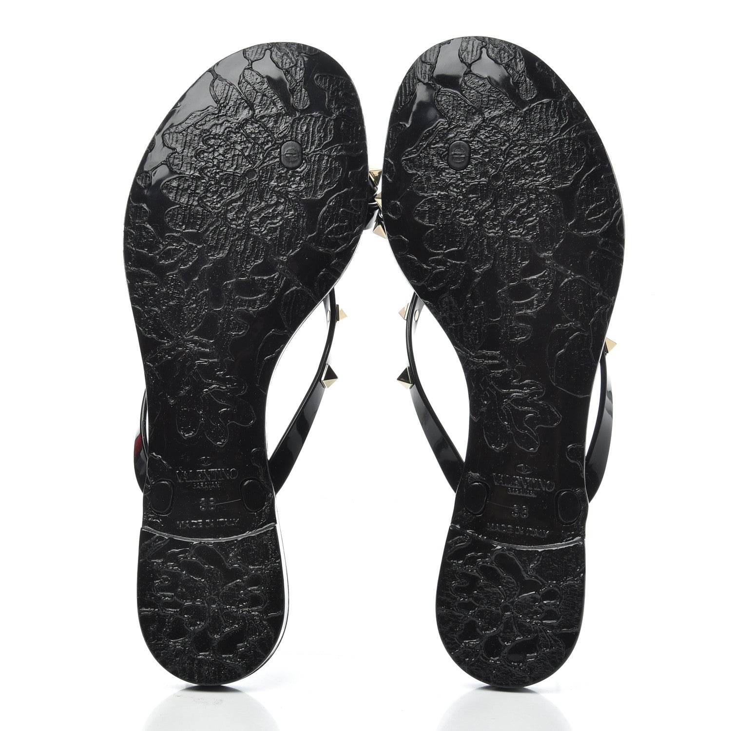 Valentino Garavani PVC Jelly Rockstud Bow Thong Sandals 38 Black 6 of 10