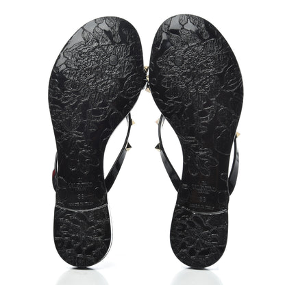 Valentino Garavani PVC Jelly Rockstud Bow Thong Sandals 38 Black 6 of 10