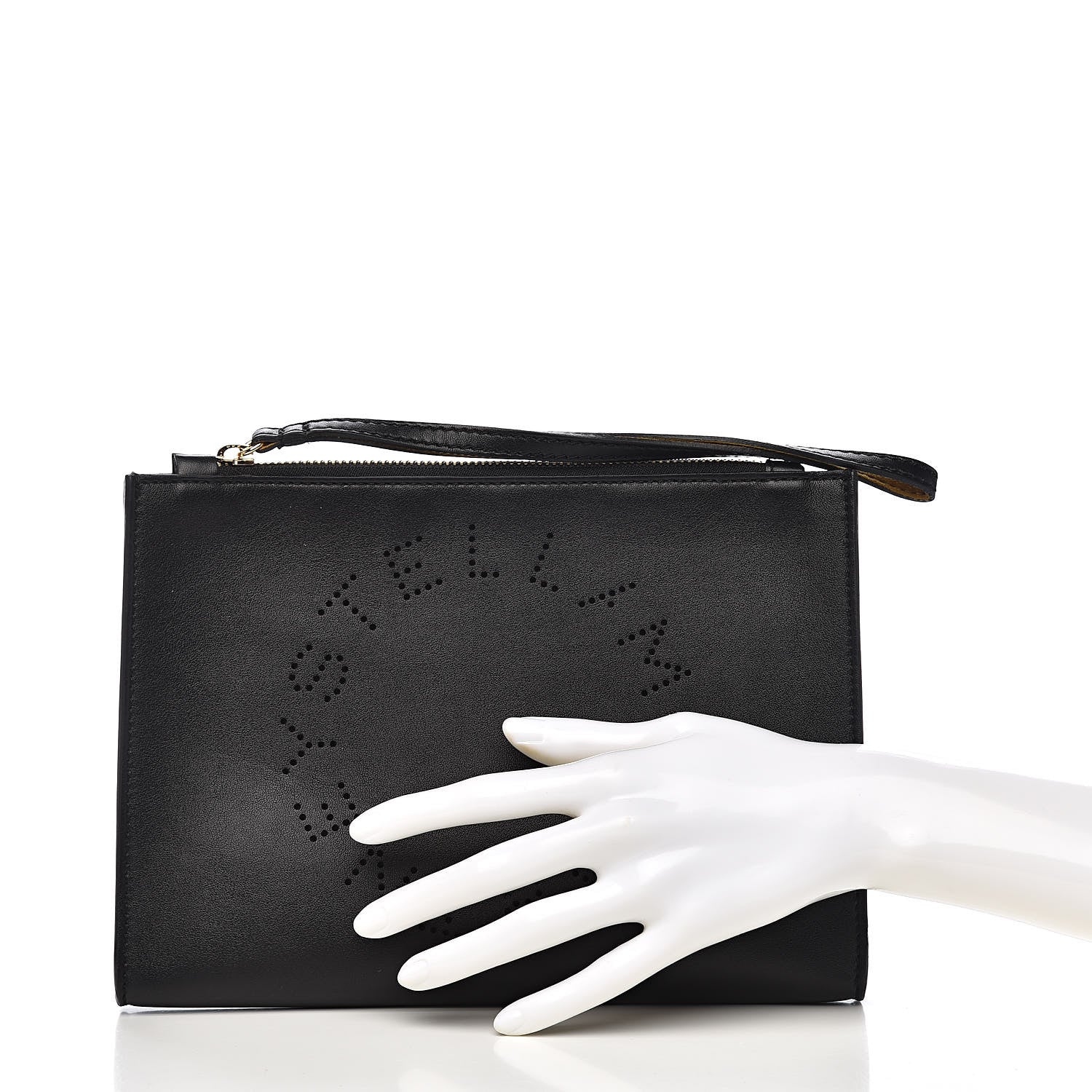 Stella McCartney Alter Nappa Perforated Logo Pouch Black 2 of 9