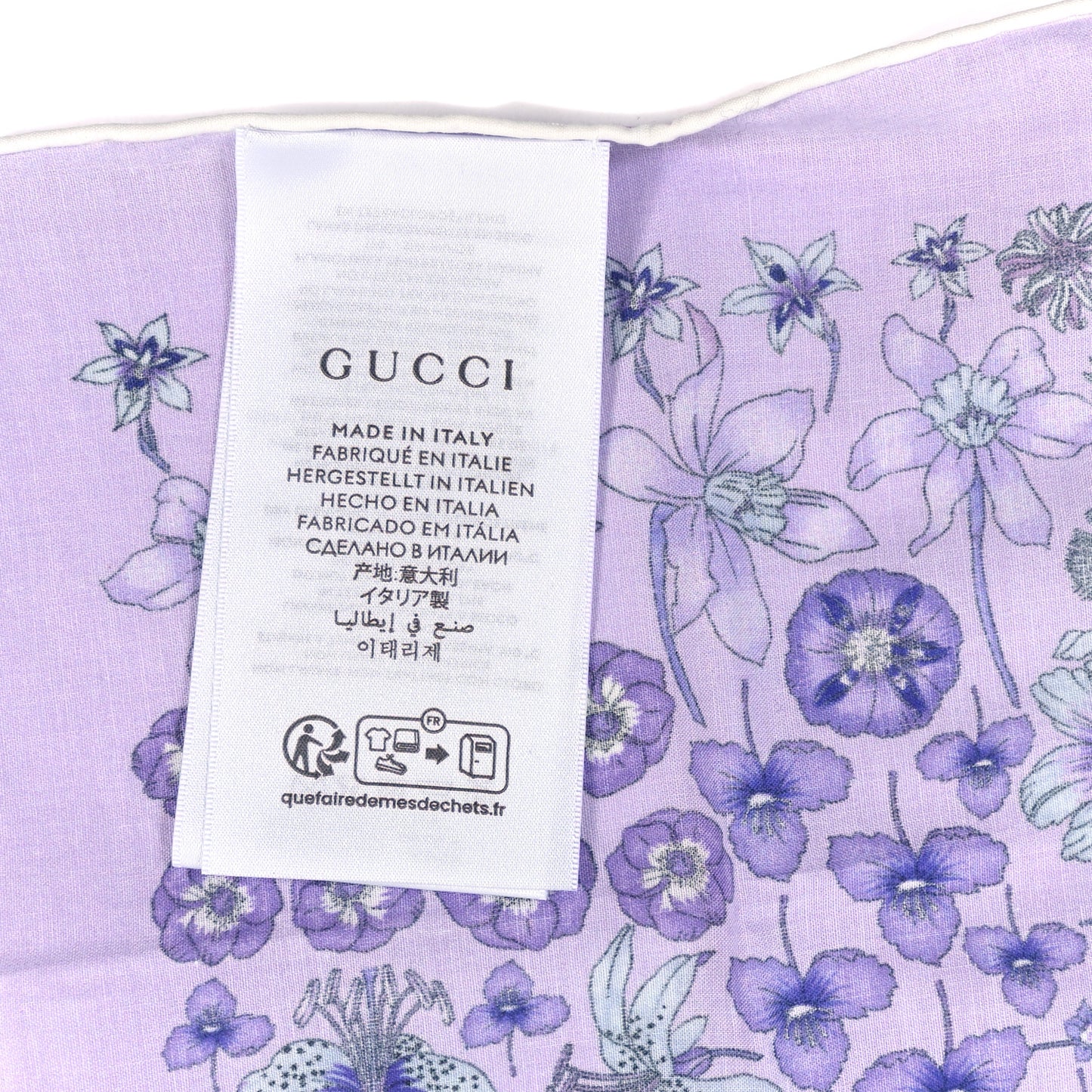 Cotton Floral Square Scarf Purple