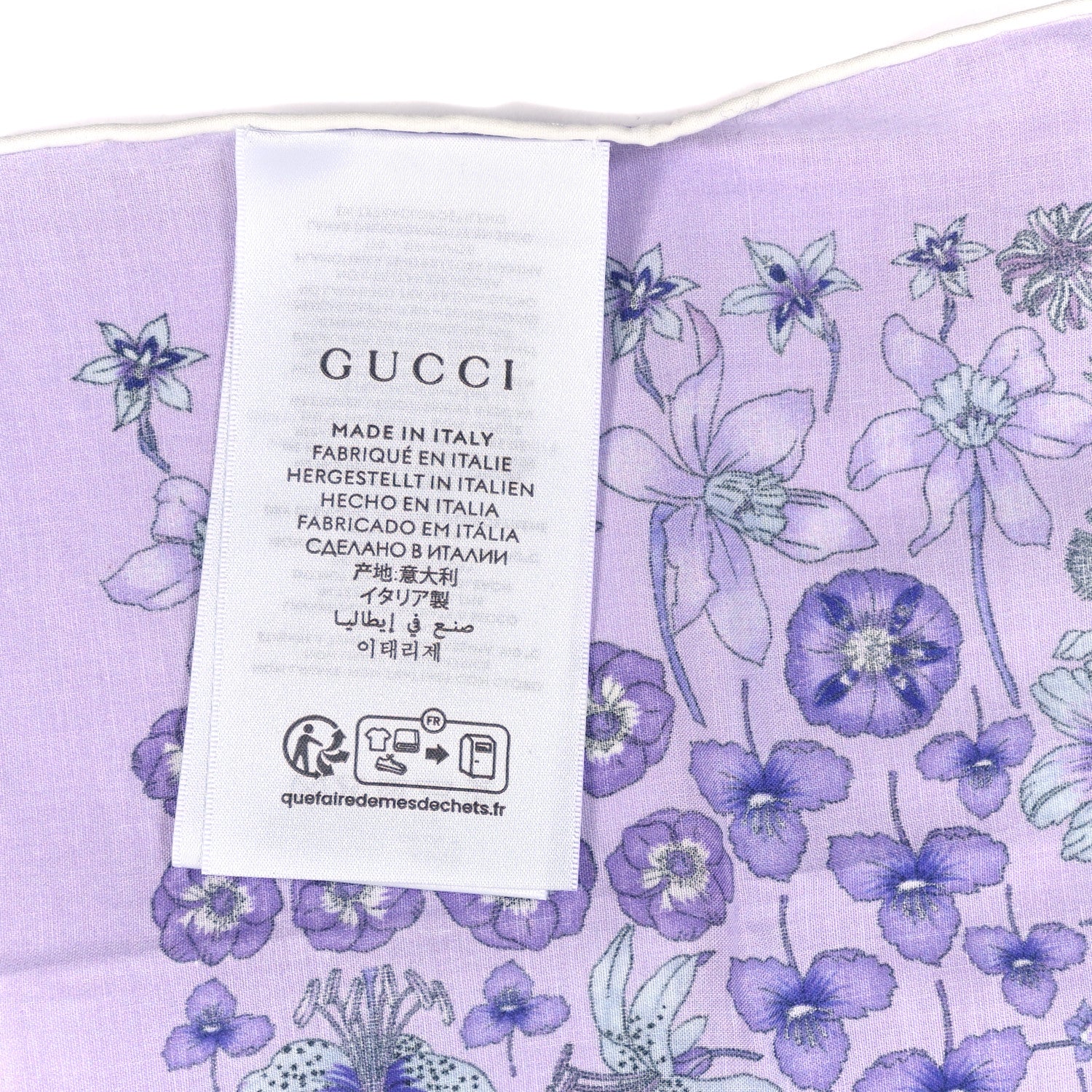 Gucci Cotton Floral Square Scarf Purple 4 of 4