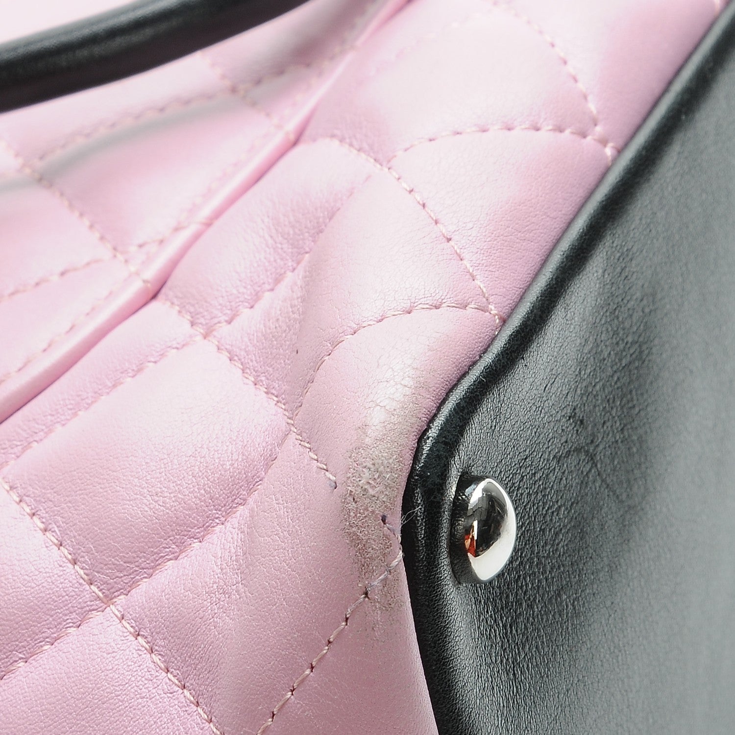 Chanel Calfskin Quilted Medium Cambon Tote Pink Black 10 of 12