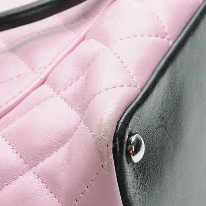 Chanel Calfskin Quilted Medium Cambon Tote Pink Black 10 of 12