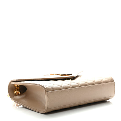 Saint Laurent Grain De Poudre Textured Mixed Matelasse Medium Triquilt Monogram Satchel Dark Beige 4 of 12