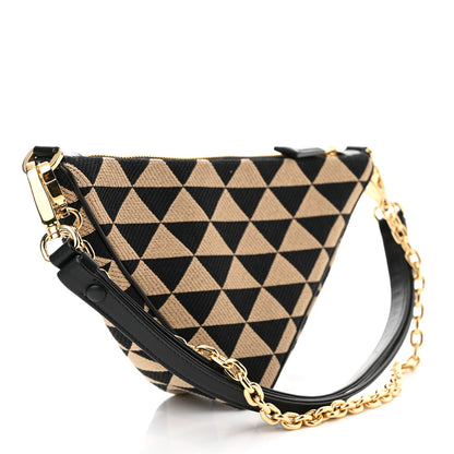 Prada Jacquard Triangolo Symbole Embroidered Mini Triangle Bag Black Corda 3 of 10