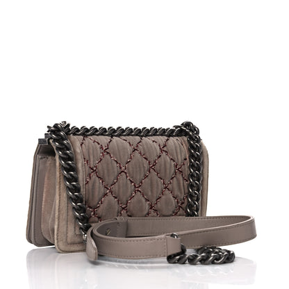 Chanel Velvet Quilted Small Boy Flap Grey 2 of 18