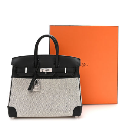 Hermes Toile H Swift Birkin 25 Ecru Black 11 of 11