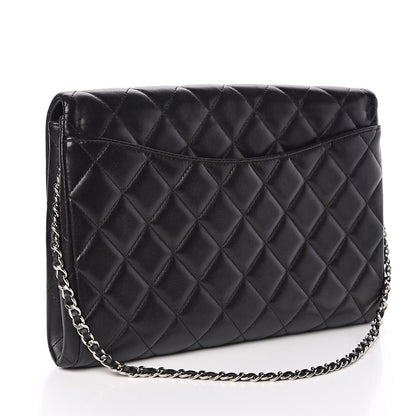 Chanel Lambskin Quilted Clutch With Chain Flap Black 3 of 14