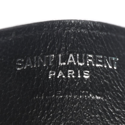 Saint Laurent Grain De Poudre Matelasse Chevron Monogram Credit Card Case Black 6 of 8