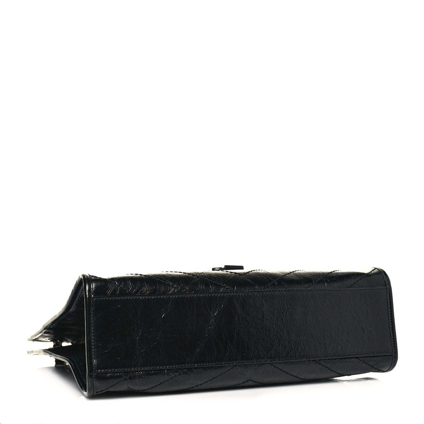 Crinkled Calfskin Matelasse Monogram Medium Niki Shopper Tote Black