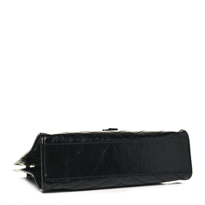 Saint Laurent Crinkled Calfskin Matelasse Monogram Medium Niki Shopper Tote Black 4 of 12
