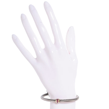 David Yurman Sterling Silver 14K Yellow Gold Ruby 5mm Cable Classics Single Station Bracelet 2 of 6