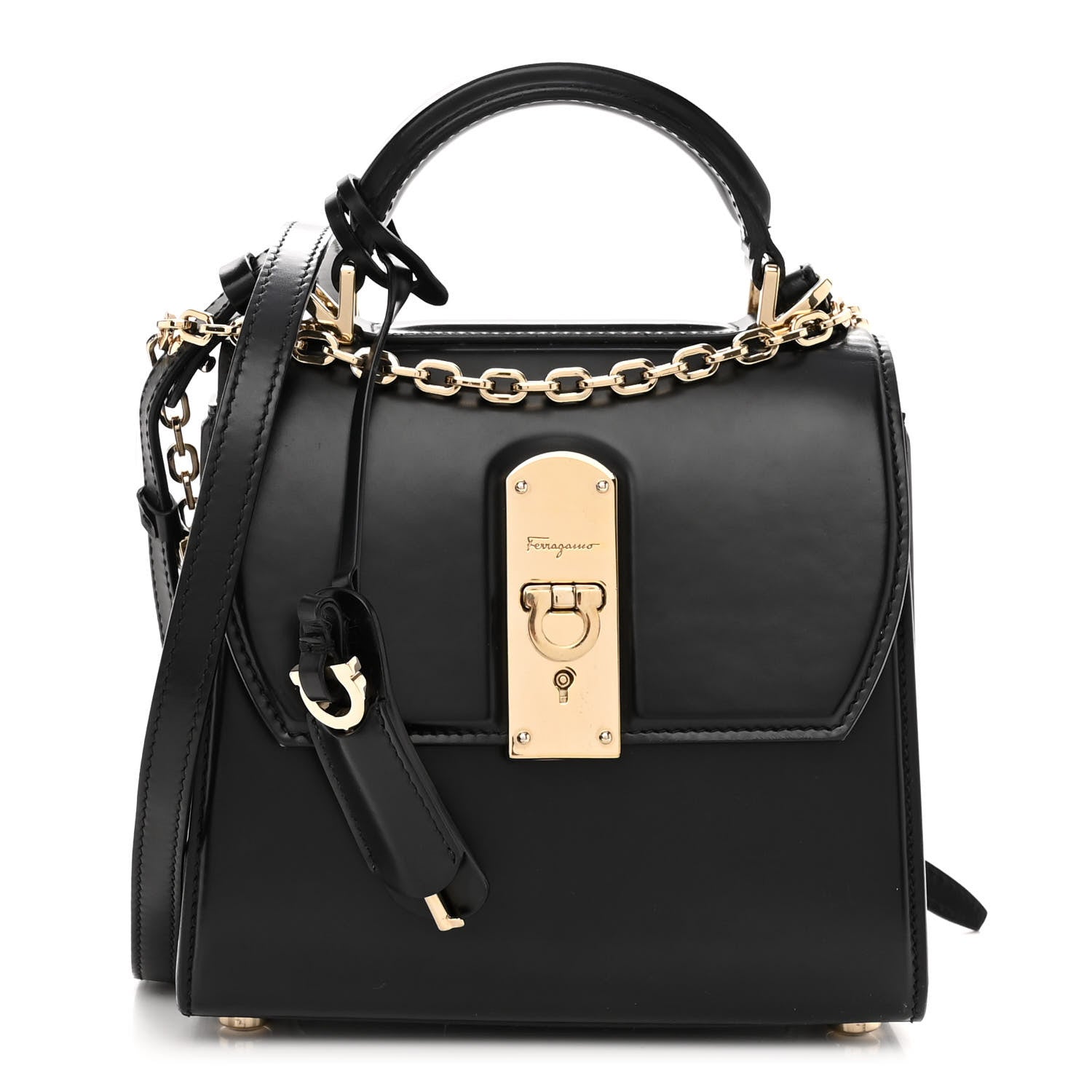 Salvatore Ferragamo Smooth Calfskin Small Boxyz Black 1 of 11