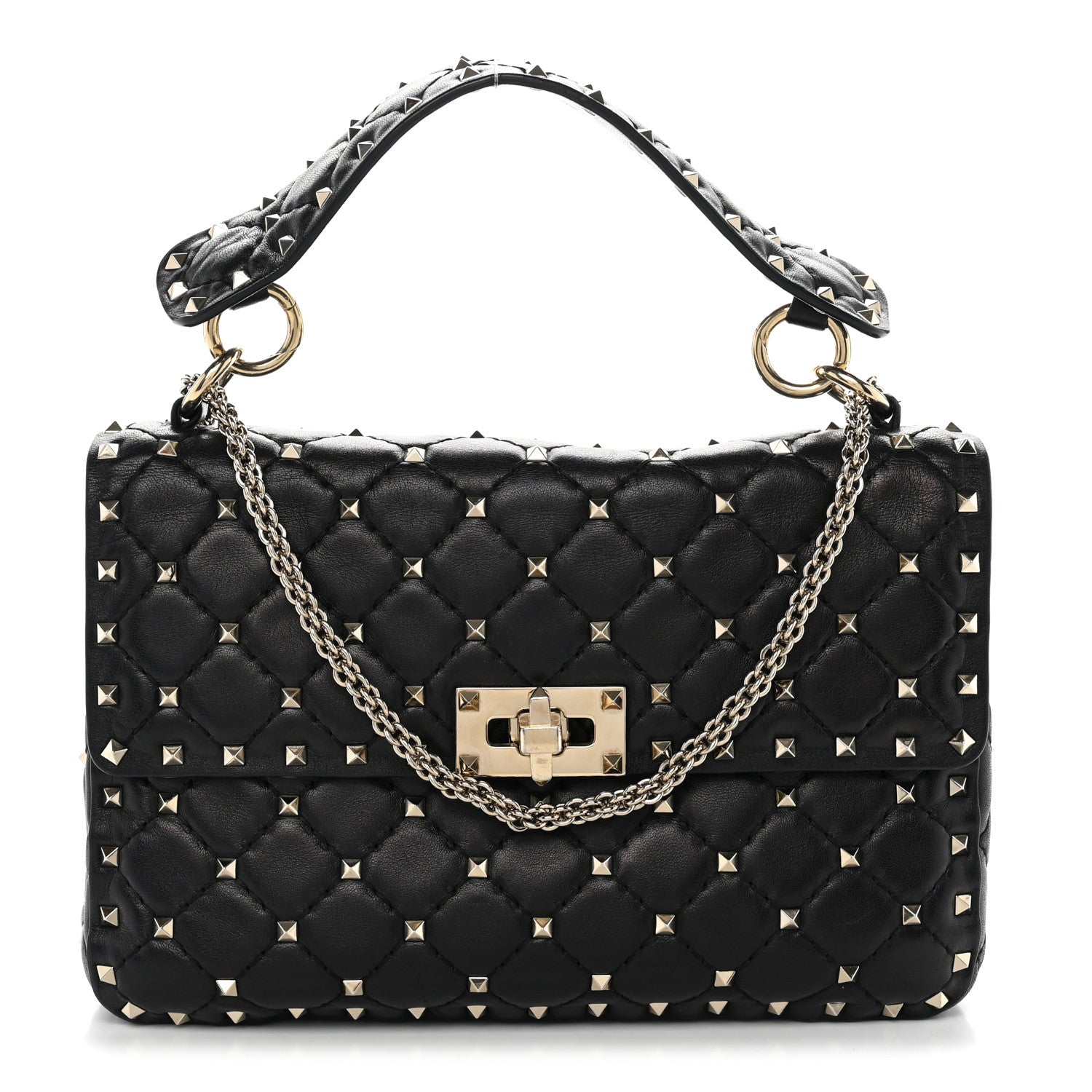 Valentino Garavani Nappa Medium Rockstud Spike Shoulder Bag Black 1 of 10