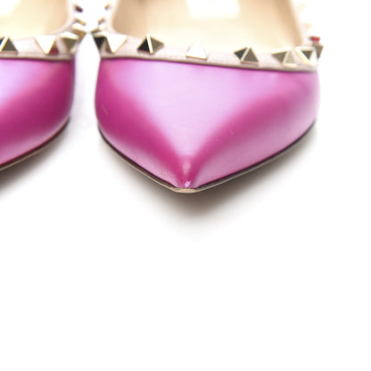 Valentino Garavani Calfskin Nappa Rockstud Ballerina Flats 39 Fuxia Poudre 10 of 12
