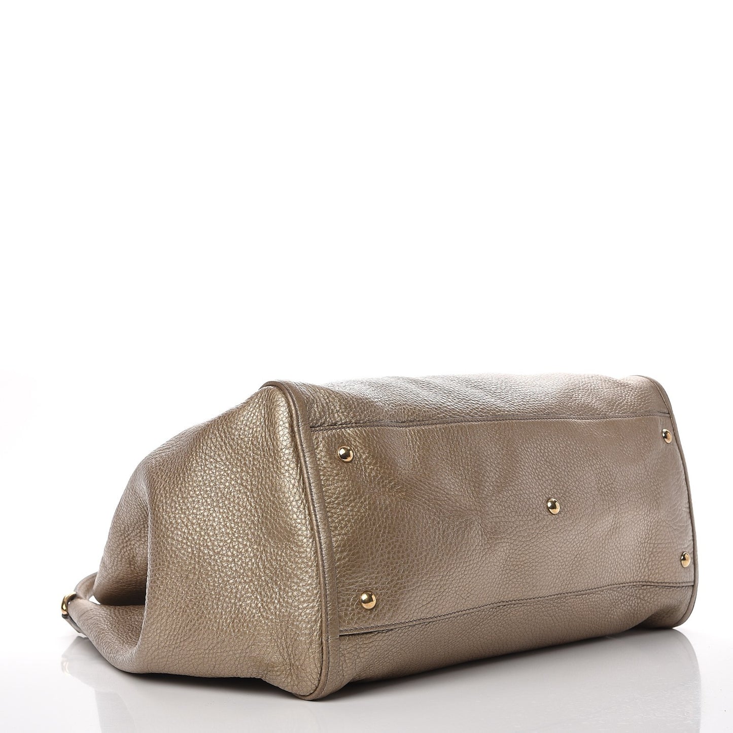 Metallic Pebbled Calfskin Large Soho Shoulder Bag Golden Beige