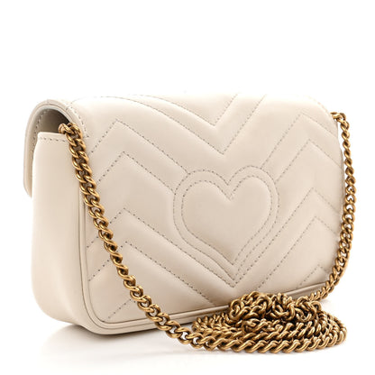 Gucci Calfskin Matelasse Super Mini GG Marmont Shoulder Bag White 3 of 11