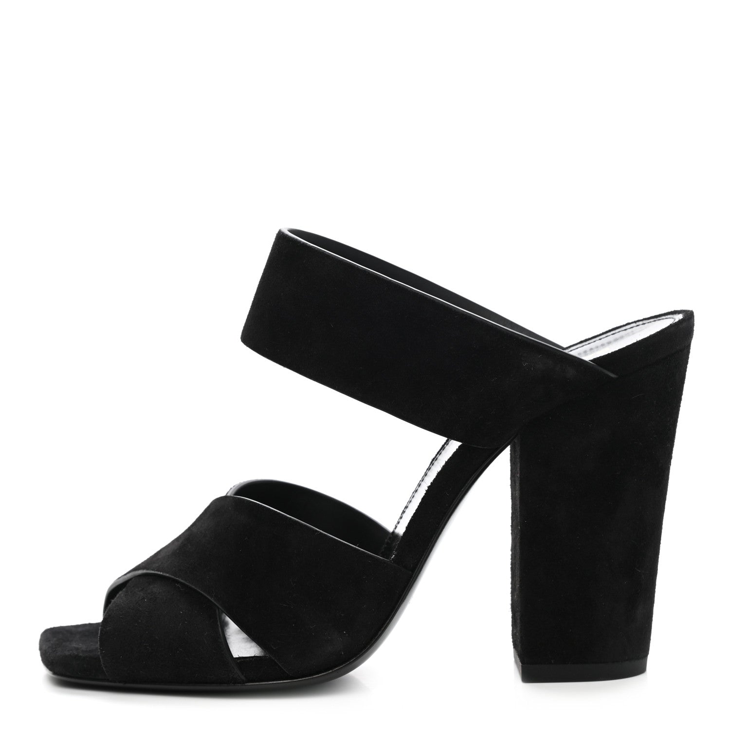 Saint Laurent Suede Oak Mule Sandals 37 Black 1 of 9