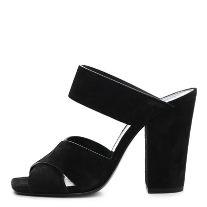 Saint Laurent Suede Oak Mule Sandals 37 Black 1 of 9