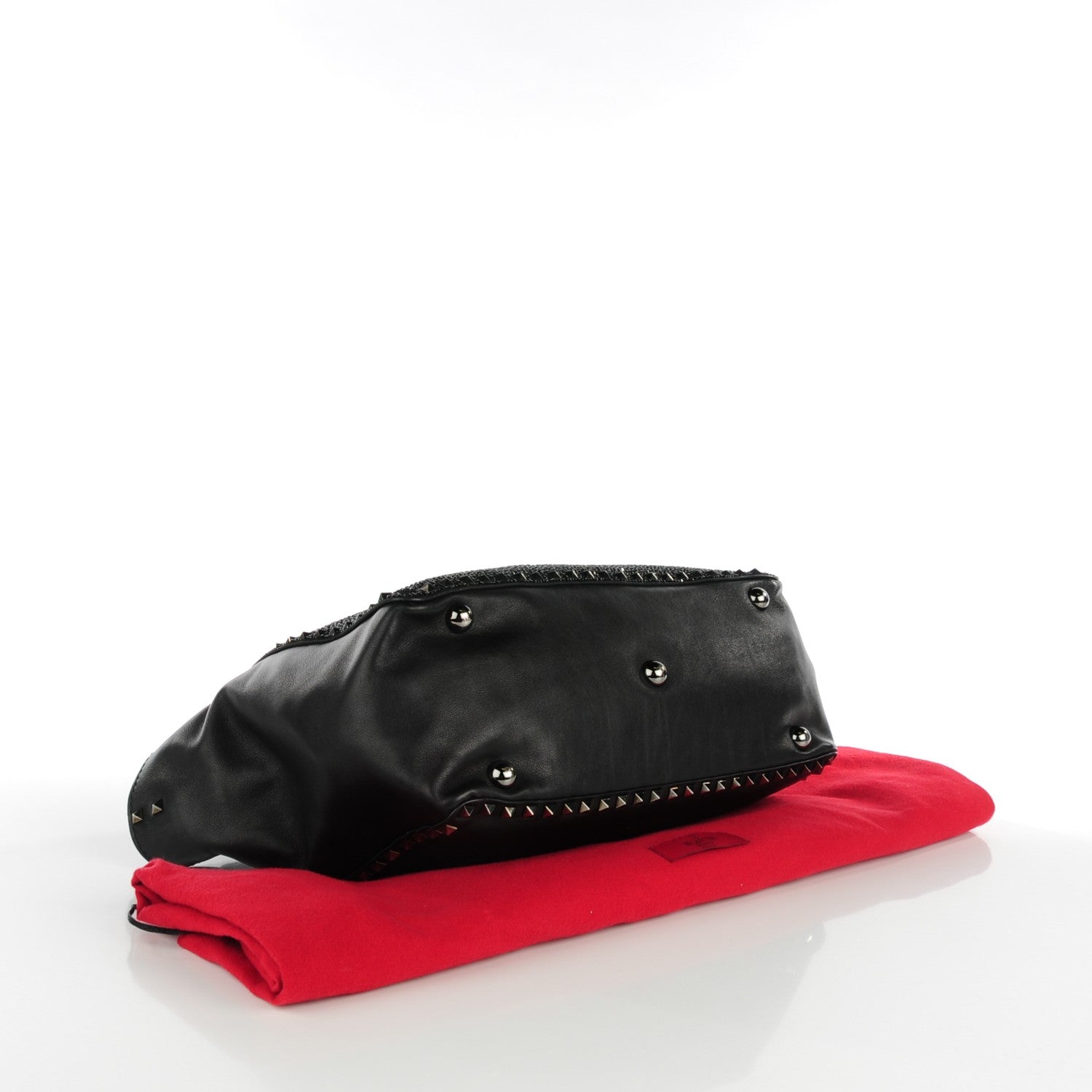 Valentino Garavani Vitello Crystal Medium Rockstud Tote Black 4 of 7