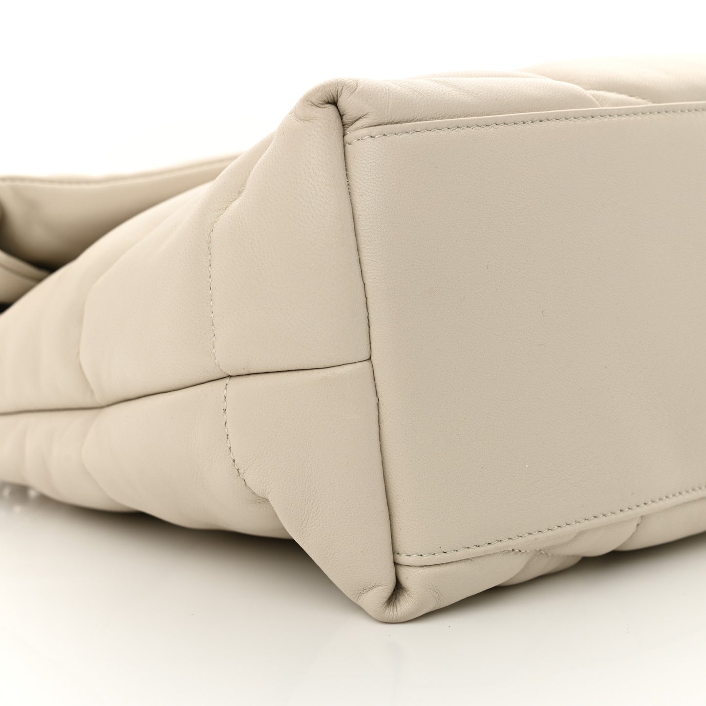 Lambskin Quilted Medium Loulou Puffer Monogram Chain Satchel Crema Soft