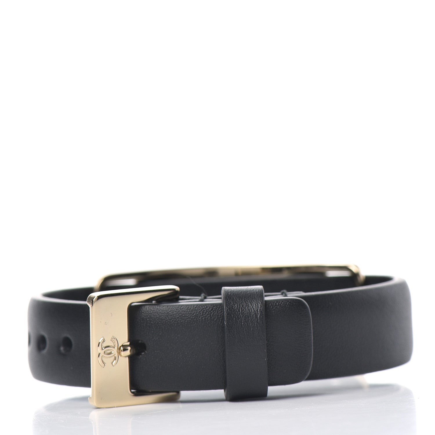 Chanel Calfskin Logo Buckle Bracelet Black 3 of 4